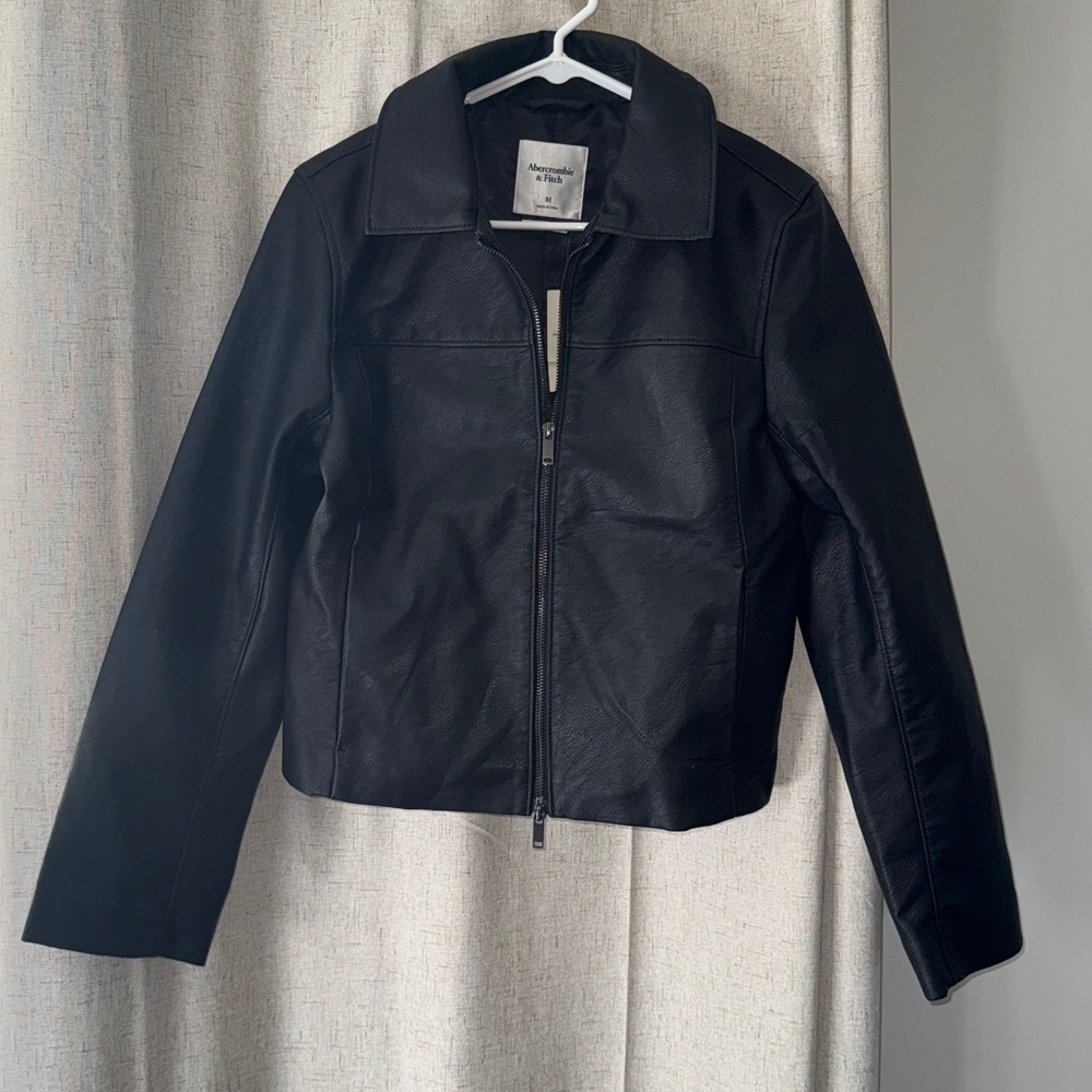 NWT Abercrombie Slim Zip Vegan Leather Jacket - Picture 5 of 7